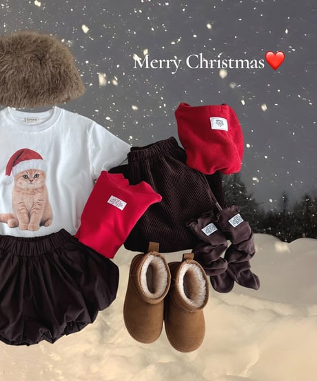 【LITTLE HI】【予約商品】Santa cat tee【80-120cm】【MOM】