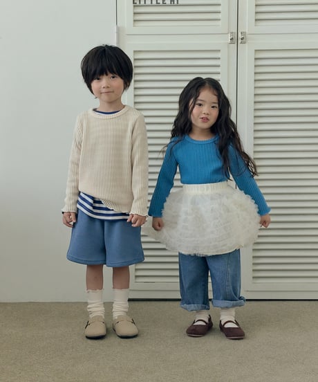 【LITTLE HI】【予約商品】rib knit setup-pants-【80-120cm】