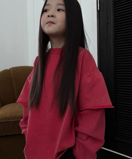 【OUR】【予約商品】waffle layered long tee【90-160cm】