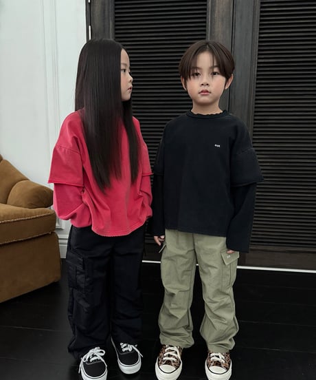 【OUR】【予約商品】waffle layered long tee【90-160cm】