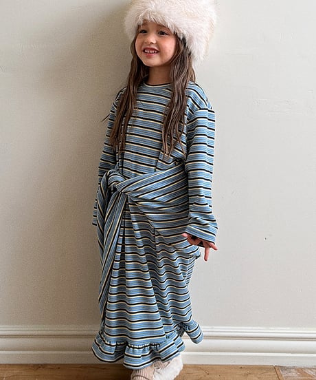 【Ellymolly】【予約商品】multi border long one-piece【70-130cm】