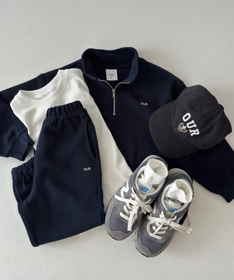 【OUR】【予約商品】half zip set up【90cm-160cm】