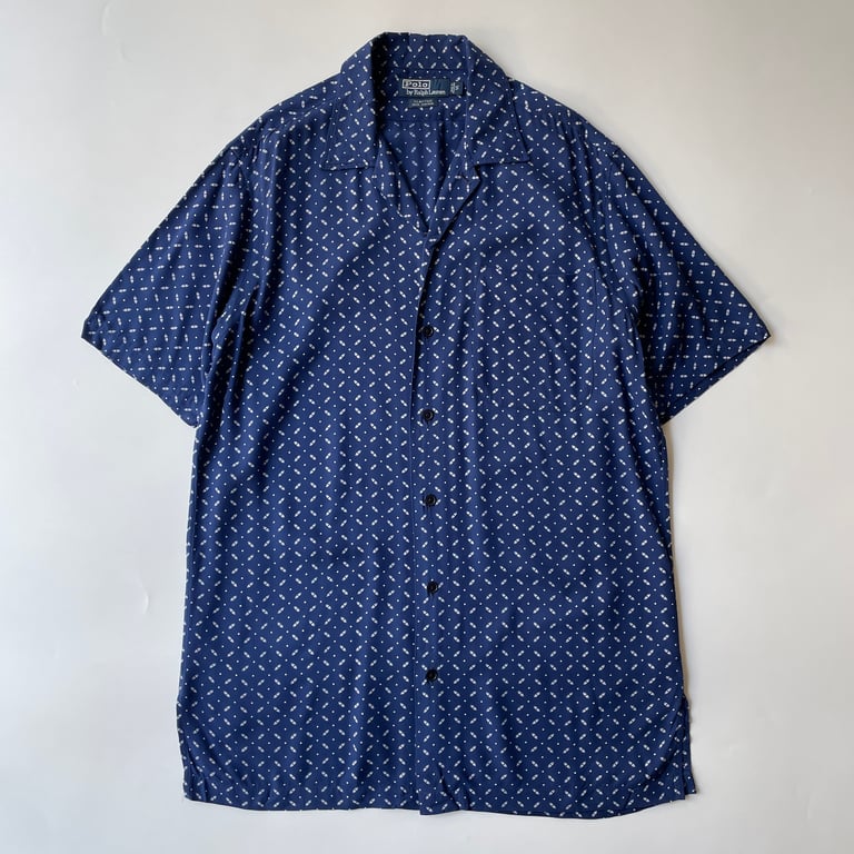 90s Ralph Lauren "CLAYTON" viscose geometric pattern open collar shirt｜ラルフローレン