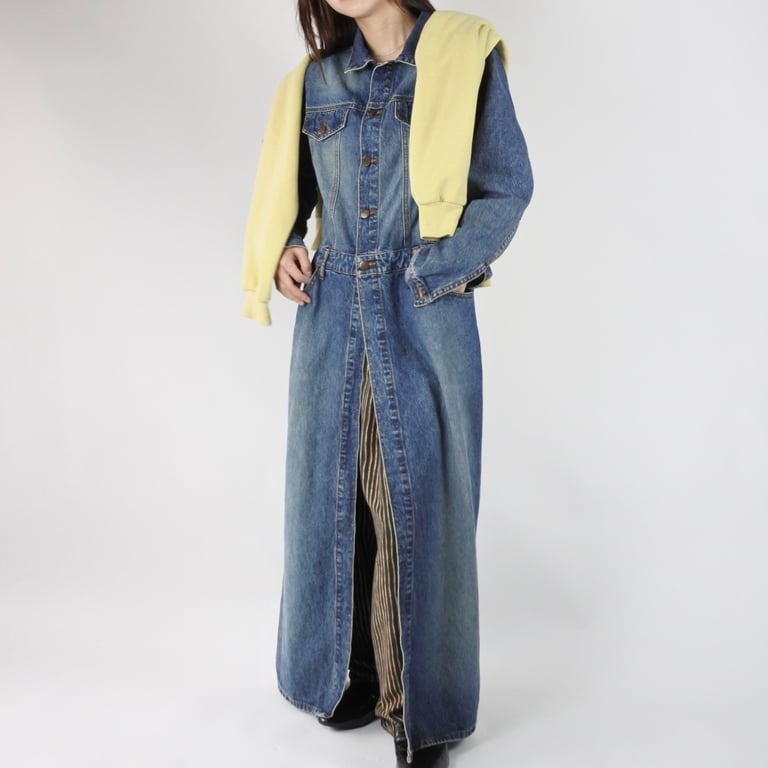 90’s lei slit denim long one-piece