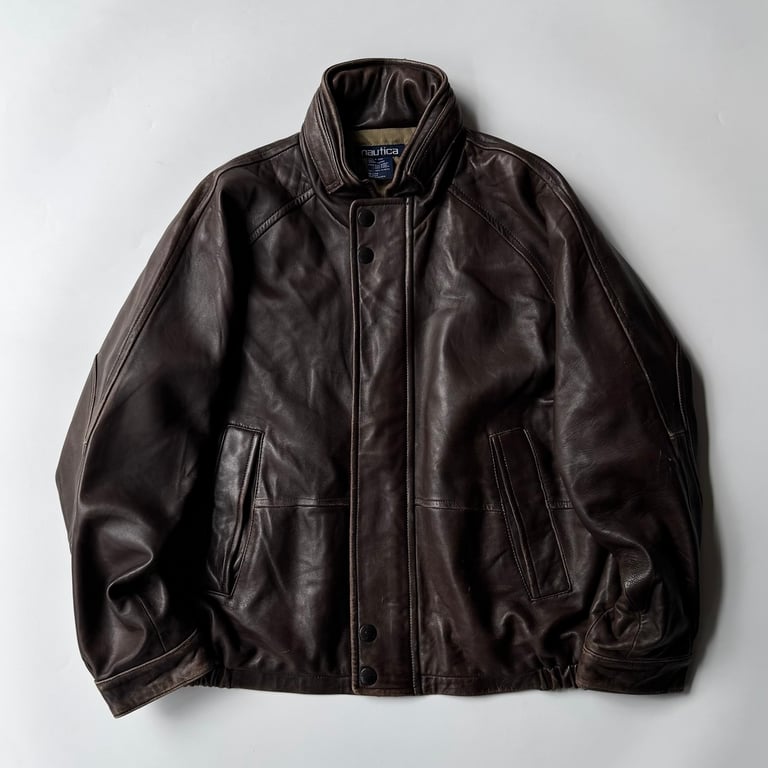 90s Nautica leather sailing jacket