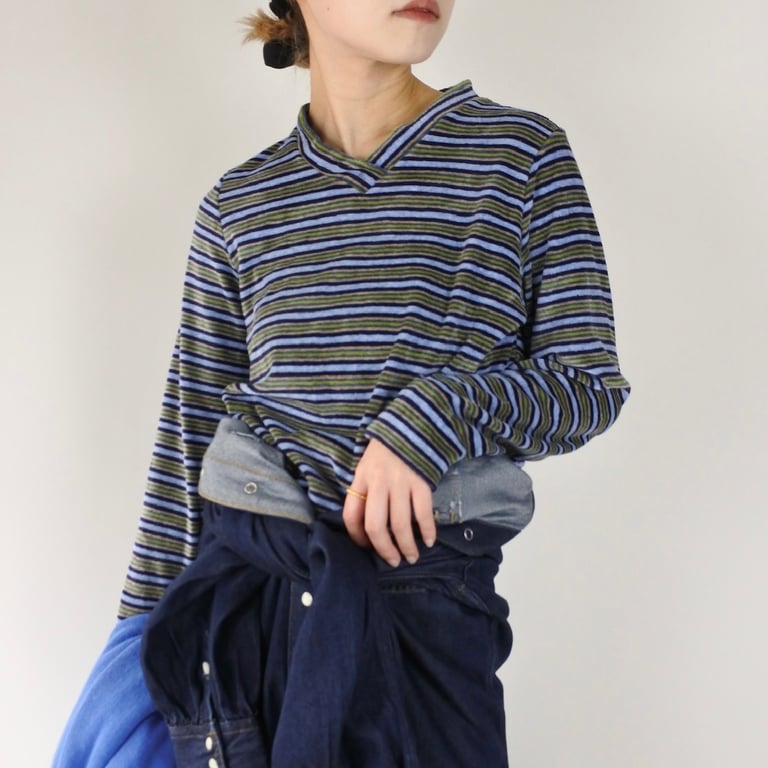 90’s striped pile L/S tee