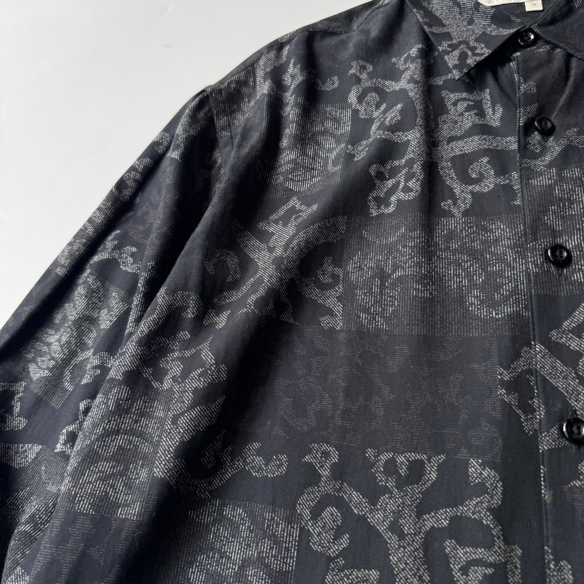 90s PERRY ELLIS total pattern silk/cotton L/S s