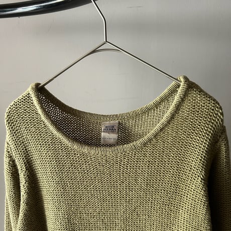 Boat neck mesh knit sweater