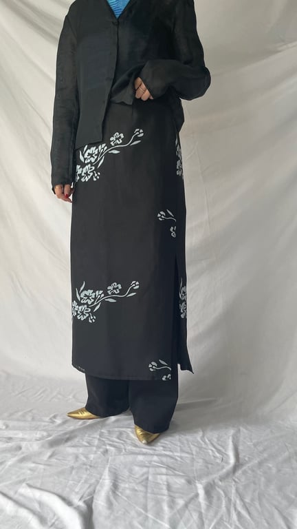 flower design I-line long skirt