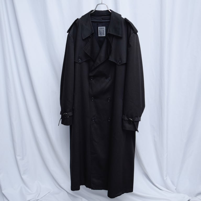 80’s~ Christian Dior belted double trench coat "Black"
