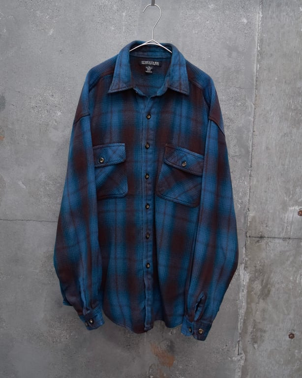 90年代 ネルシャツ（90's STRACTURE ombré pattern acryl flannel shirt）