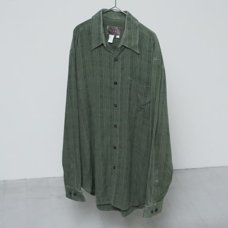 90s The territory ahead plaid pattern silk L/S shirt