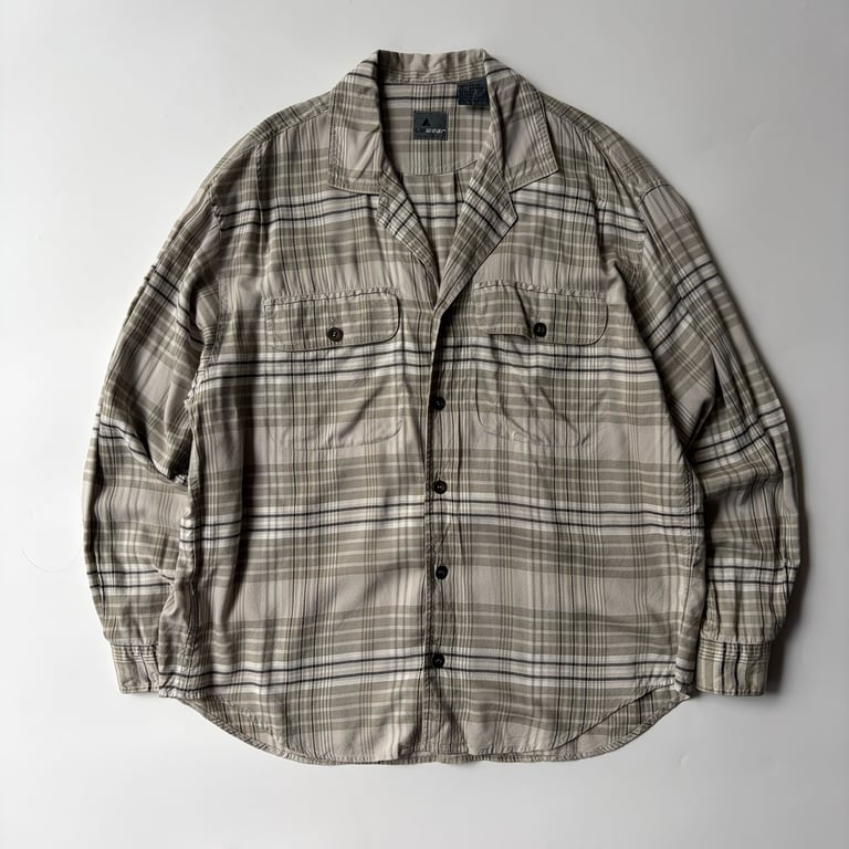 開襟シャツ（Lizwear rayon plaid open collar shirt）
