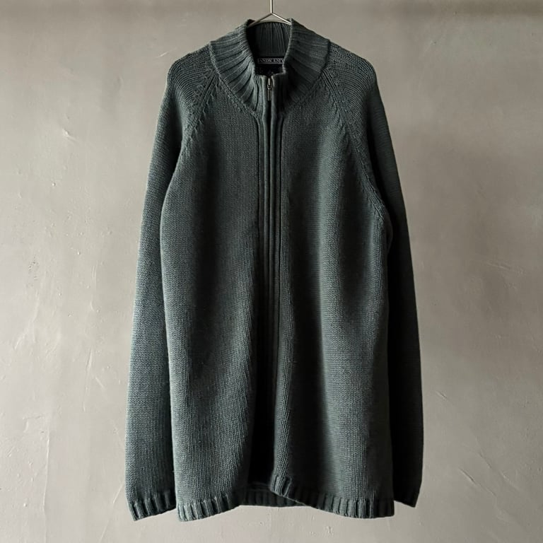 ~00s Land's end cotton full zip sweater