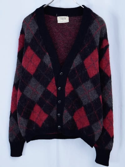 60年代 カーディガン（60’s PURITAN argyle pattern mohair knit cardigan）