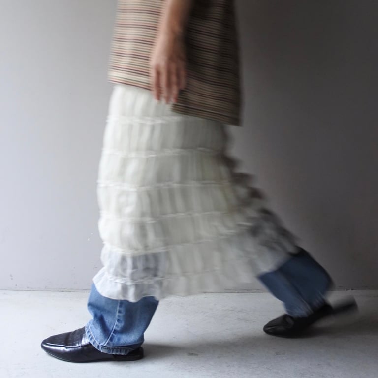 Shirring lace skirt