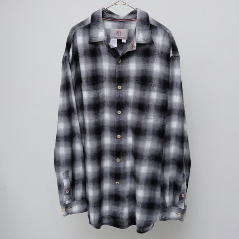 90s The teritory ahead ombre plaid pattern flannel shirt
