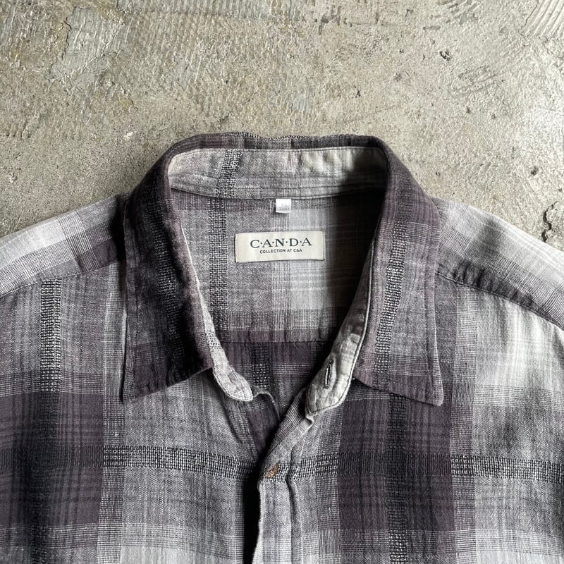 90s~ ombre check linen S/S shirt | sui & shara