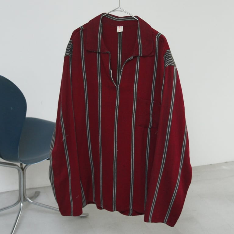 80s Guatemala hand woven fabric skipper shirt