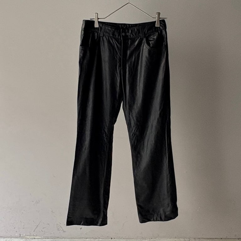 Leather straight pants