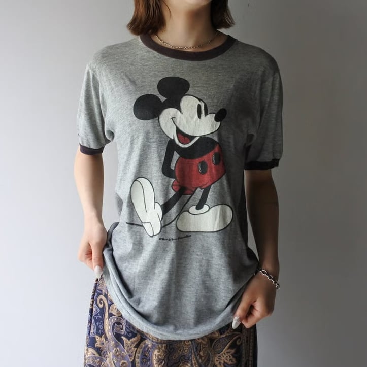 70s~ Mickey Mouse ringer T-Shirt