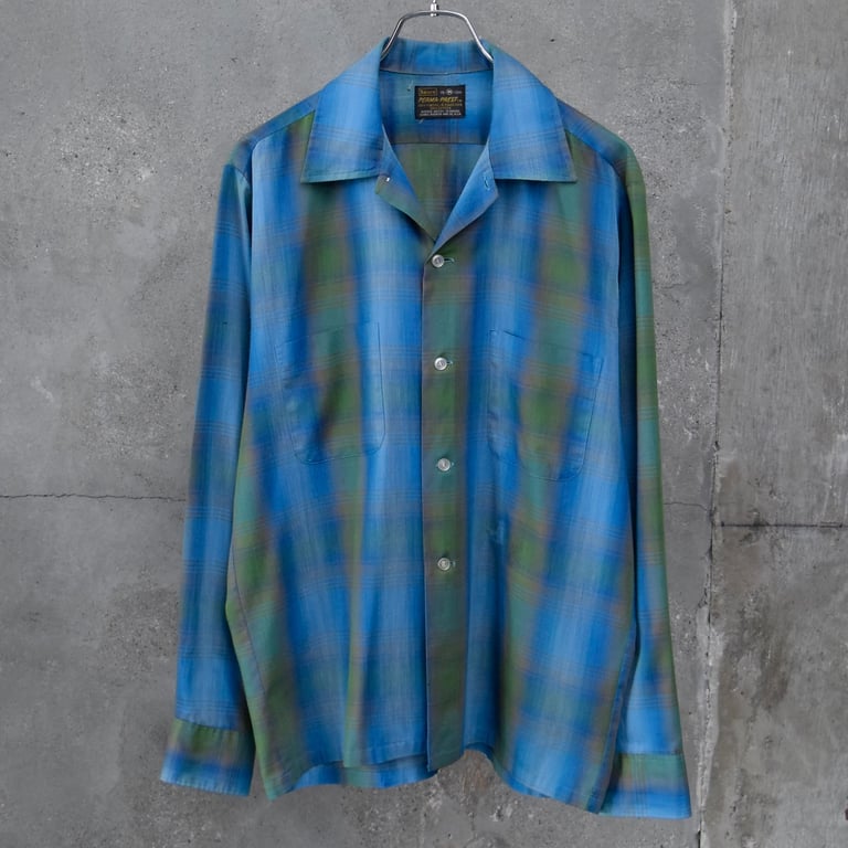 70年代 開襟シャツ（70’s Sears ombre open collar cotton/poly shirt）