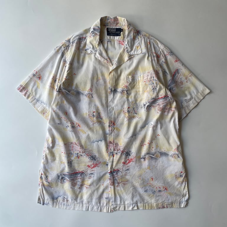 90s Ralph Lauren all over pattern open collar shirt "made in USA"｜ラルフローレン