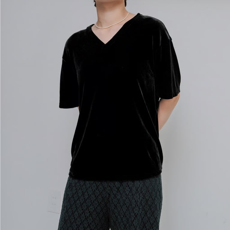 00s Velour V-neck S/S tops