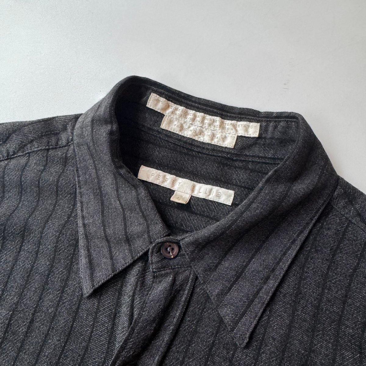 90s PERRY ELLIS stripe viscose L/S shirt | sui