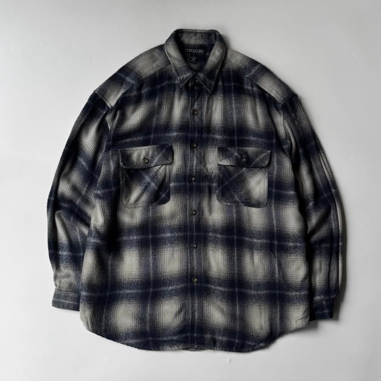 90年代 ストラクチャー チェックシャツ（90s STRUCTURE ombre plaid check shirt）