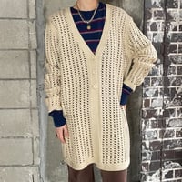 openwork knit long cardigan
