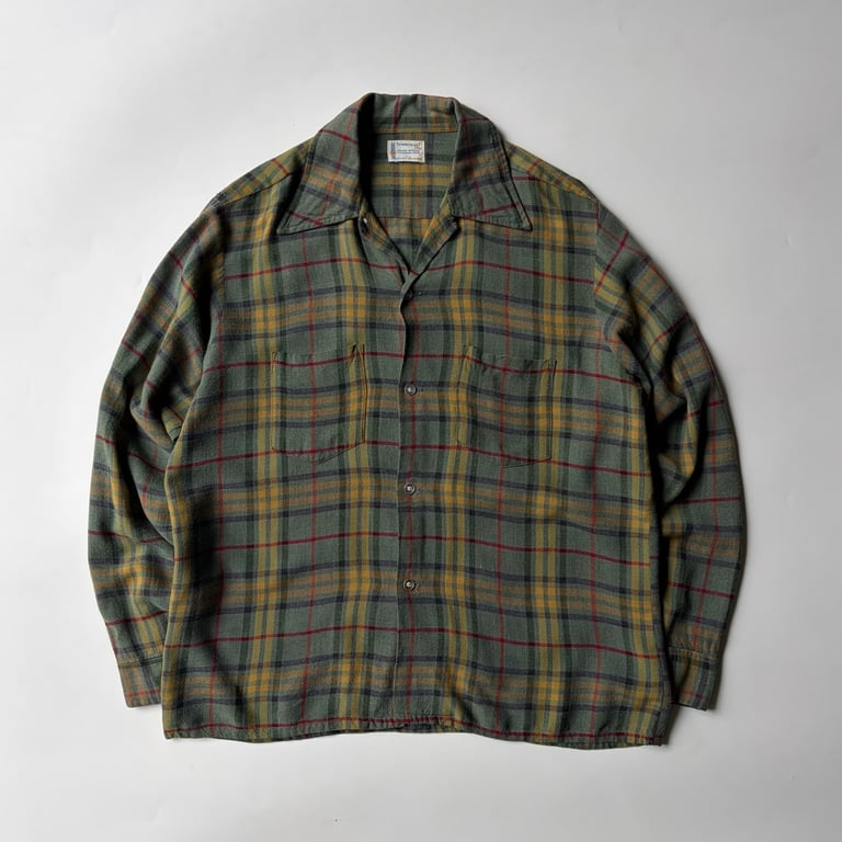 60年代 チェックシャツ（60s~ TownCraft plaid pattern rayon shirt）