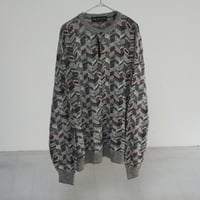 90s Abstract pattern henry neck knit sweater  made in italy