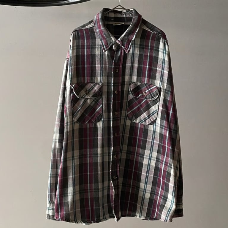 90年代 チェックシャツ（90s FIVE BROTHERS plaid pattern flannel shirt）