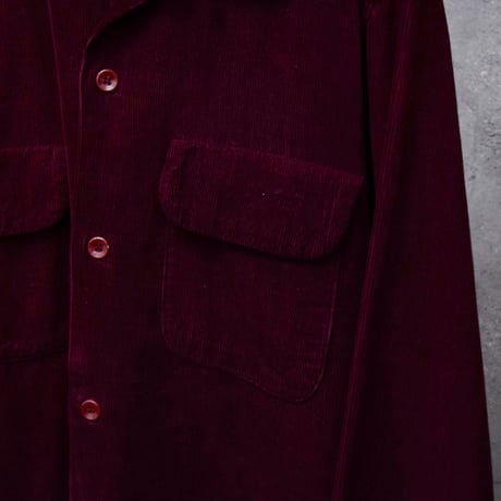40’s~ PILGRIM corduroy open collar shirt