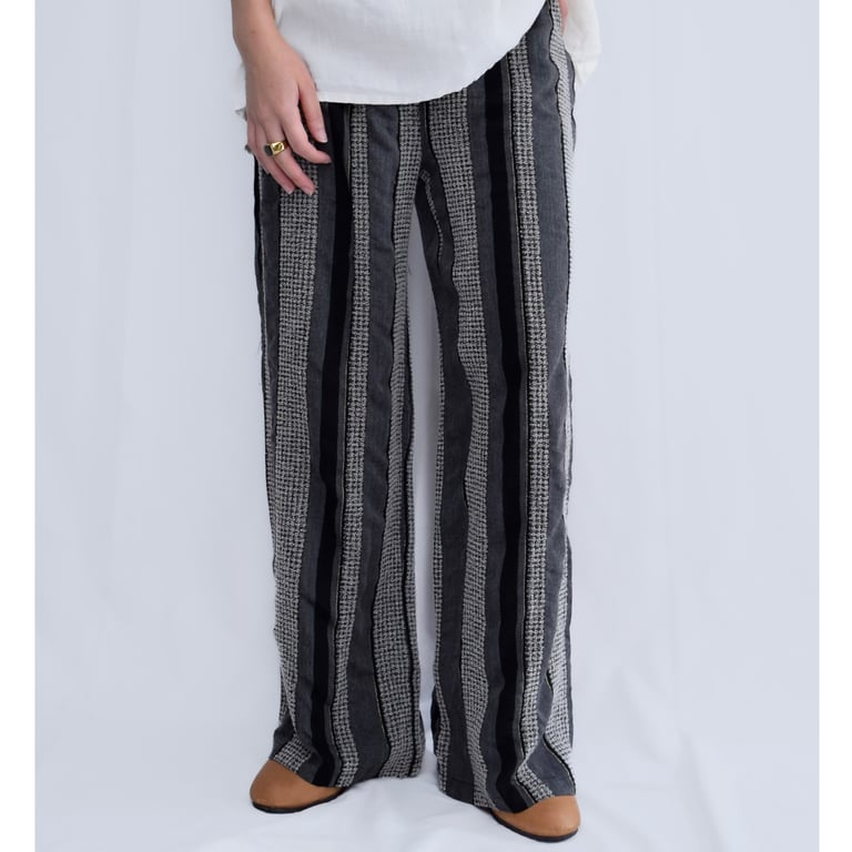 viscose/wool contrast striped pants