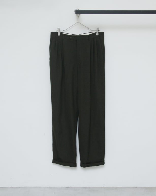 80s~ MONSIEUR by GIVENCHY gabardine fabric tuck slacks