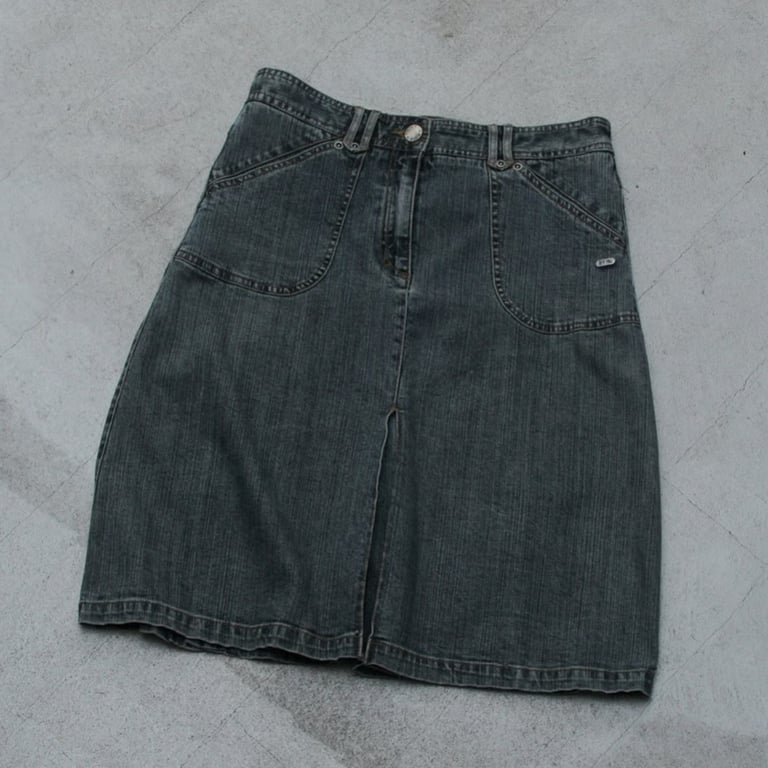90s~  design denim skirt