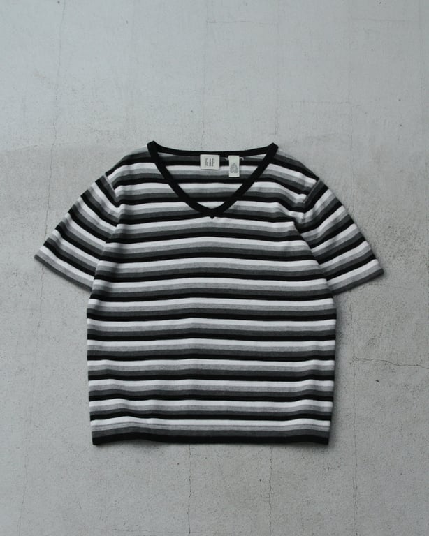 00s GAP stripe pattern V-neck S/S tops｜ギャップ