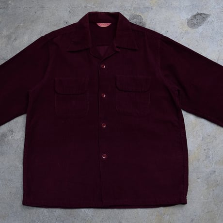 40’s~ PILGRIM corduroy open collar shirt