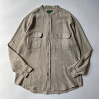Scandia Woods band collar cotton waffle shirt