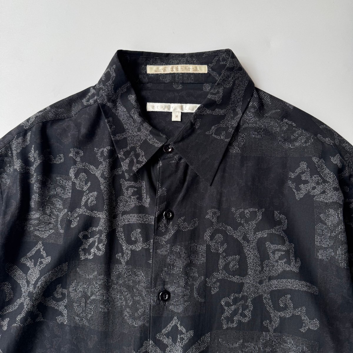 90s PERRY ELLIS total pattern silk/cotton L/S s