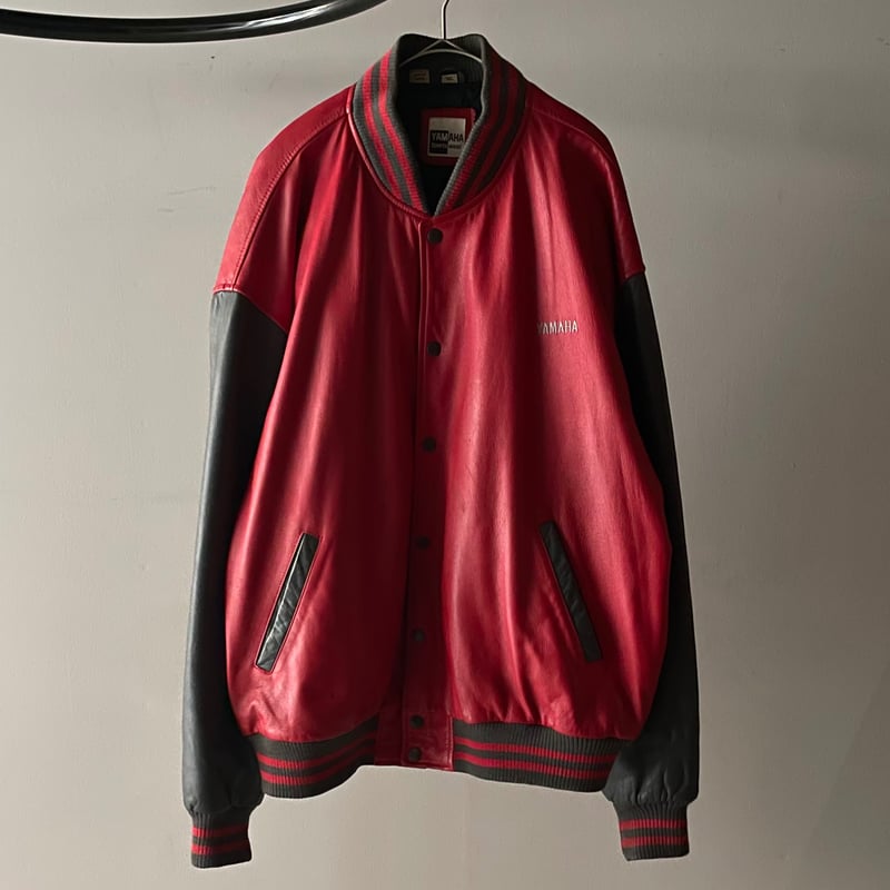 TEAM YAMAHA S/S ブルゾン レッド Lサイズ 90年代前半　レア 90s YAMAHA leather jacket | sui & shara
