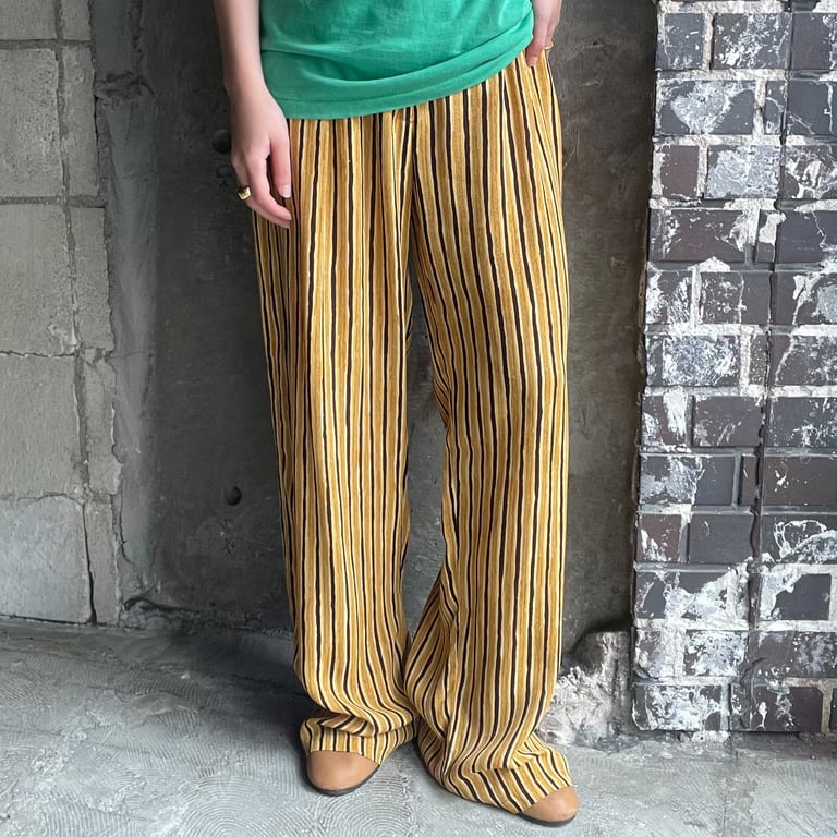 80's~ rayon mix striped pants