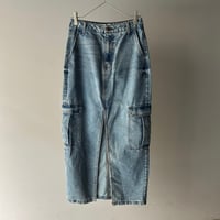 denim cargo long skirt