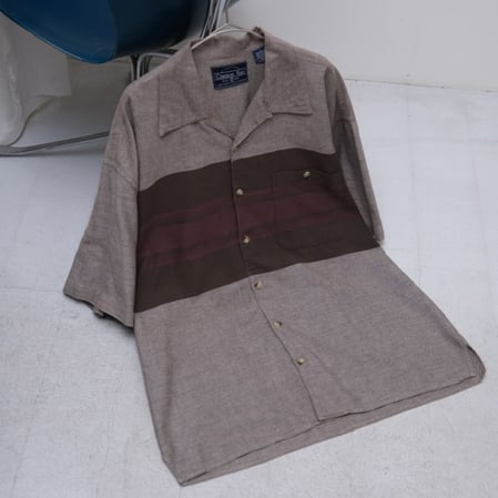 90s~ Line design S/S open collar shirt