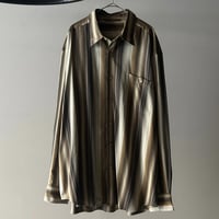 00s Tommy Bahama shadow stripe silk×tencel L/S shirt