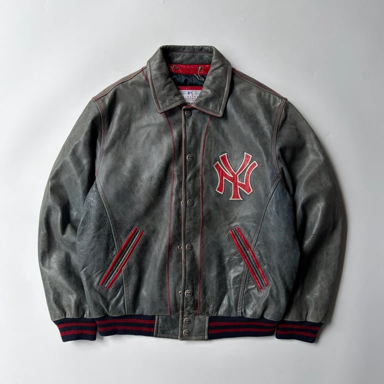 90年代 レザージャケット（90s "Yankees" leather stadium jumper）