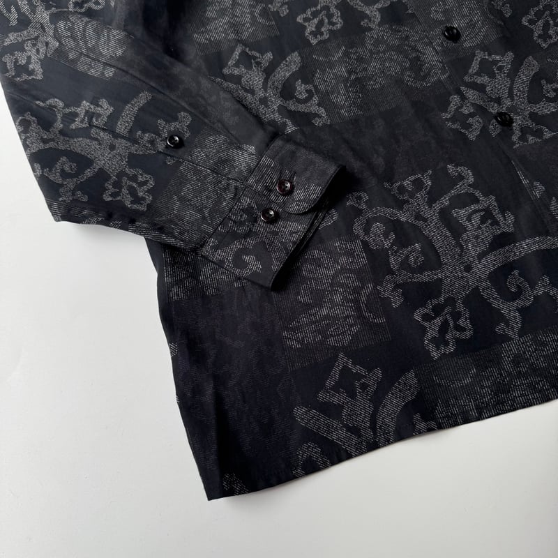 90s PERRY ELLIS total pattern silk/cotton L/S s