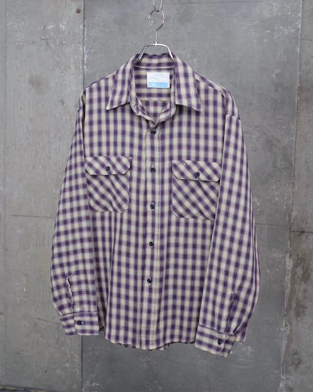 80年代 チェックシャツ（~80’s SEARS  plaid pattern cotton/polyester L/S shirt）